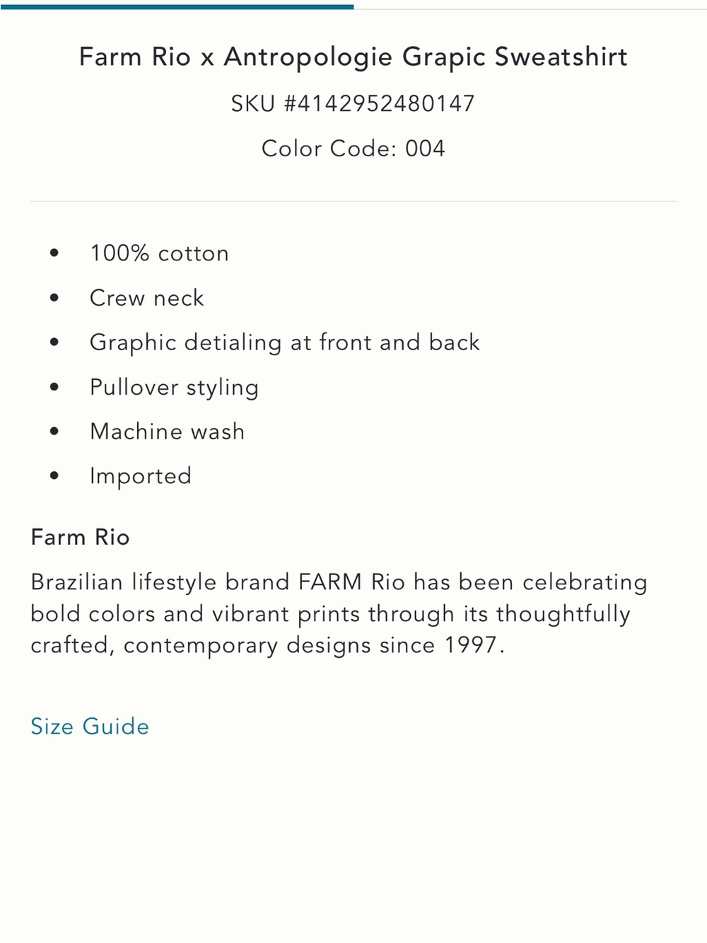 FARM Rio x Anthropologie Graphic Sweatshirt - Picture 4 of 8
